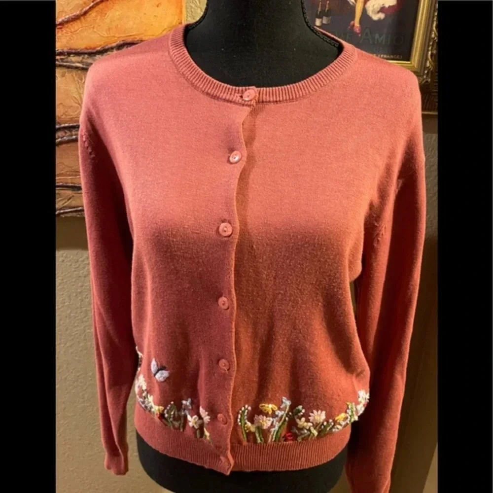 Vintage Casual Corner Autumn 🍂 Embroidered Cardigan - Picture 7 of 8